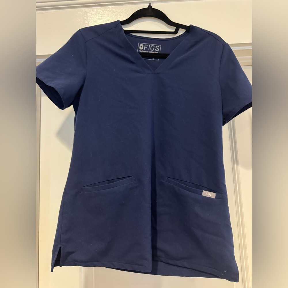 Navy Blue Figs Scrub Top XS